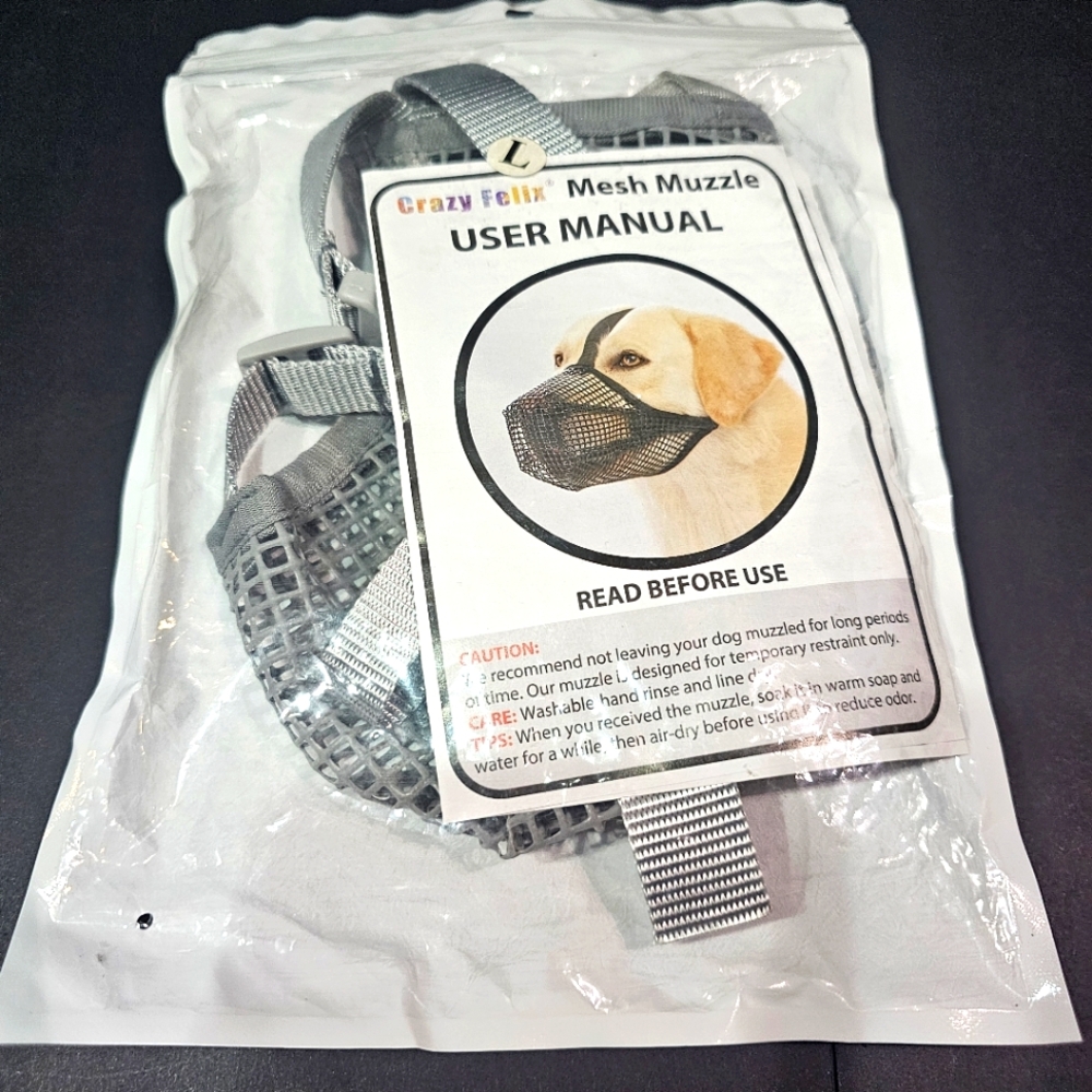 Crazy Felix Dog Muzzle Large Mesh Breathable New In Package Factory Sealed